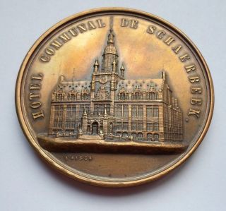 1937 Belgian Art Medal By Fisch / Medaille Schaerbeek Belgique