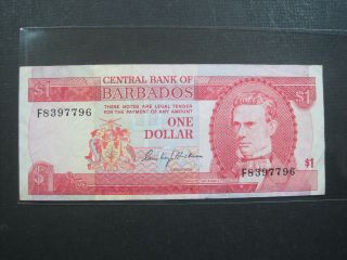 Barbados $1 Dollar 1973 P29 34 World Currency Bank Money Banknote