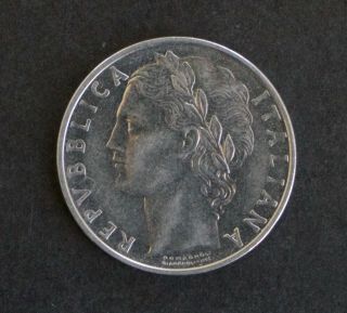 1965 Italy 100 Lire,  Hundred Lire Coin,  Italian 100 Lire (i01d)