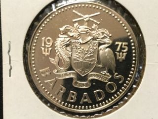1975 Barbados 5 Dollars Silver Proof Coin