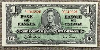 1937 Bank Of Canada $1 Banknote - Cat Bc - 21c - Uncirculated