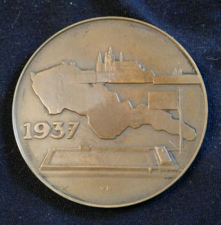 1937 Czechoslovakia Figure Skating Championship Medal 55mm Bronze