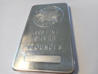 Silver 10 Ounce Sunshine Minting Bar.  999 Fine Silver 10 Oz