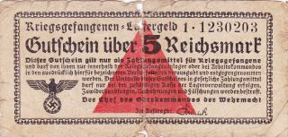 5 Reichsmark Poor German Concentration Camp Note From The Wehrmacht 1939