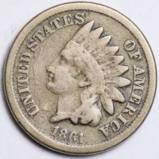 1861 Indian Head Small Cent Choice Fine E122 Kct