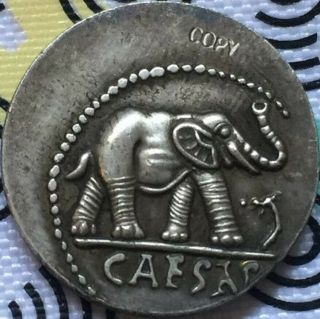 Ancient Roman Republic Julius Caesar 49 B.  C.  Denarius Caesar Elephant Coins