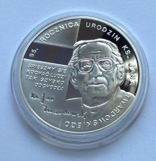 2010 Poland 10 Zl 95th Birth Anniversary Of Fr.  Jan Twardowski Silver Proof Coin