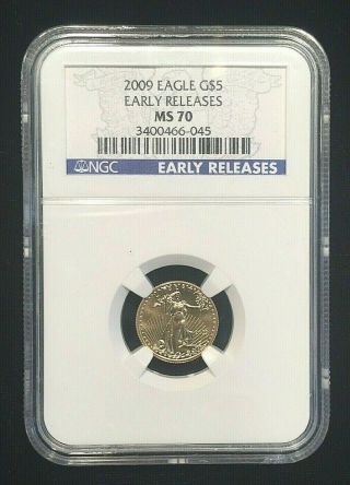2009 $5 Gold Eagle 1/10 Oz Ngc Ms 70 Early Releases - Qrx28
