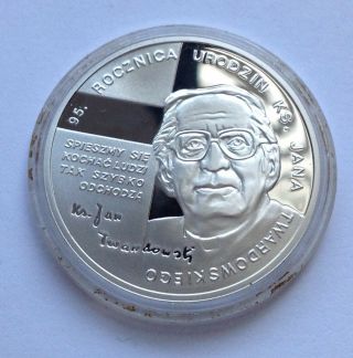 2010 Poland 10 Zl 95th Birth Anniversary Of Fr.  Jan Twardowski Silver Coin