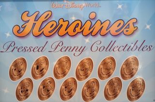 Disney Princess & Heroines Complete Set Of Twelve Souvenir Pressed Pennies