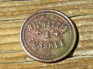 Ca 1910 Mason Nevada Nv (lyon Co) Xrare R10 " Ricketts & Forshee " (saloon) Token