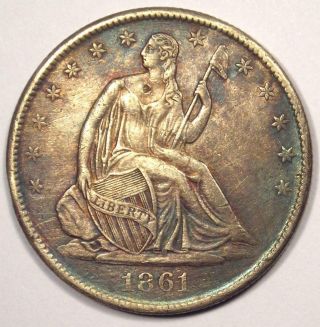 1861 - O Seated Liberty Half Dollar 50c - Sharp Details - Rare Civil War Coin