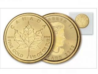 1/10 Oz $5 Canadian Gold Maple Leaf Coin - Fine.  9999 Bu - 2018