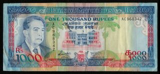 Mauritius (p41a) 1000 Rupees Nd (1986) Avf/f,