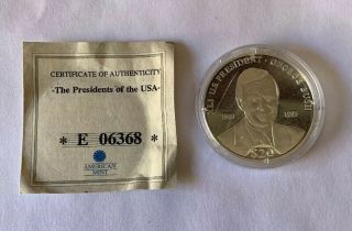 2000 Liberia $20 Proof.  999 Silver President George Hw Bush Coin W/