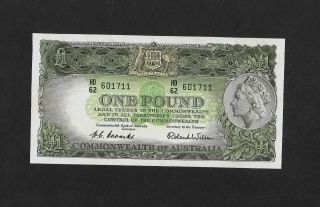 Ef,  / Aunc Commonwealth Bank Sign.  Coombs - Wilson 1 Pound 1953 Australia England