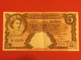 East Africa 5 Shillings 1958 - 60 P37 Crisp Banknote