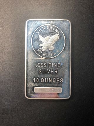 10 Oz.  999 Fine Silver Bar - Sunshine