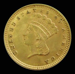 1857 Gold United States Princess Head $1 Dollar Coin Choice Au