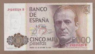 Spain: 5000 Pesetas Banknote,  (unc),  P - 160,  23.  10.  1979,
