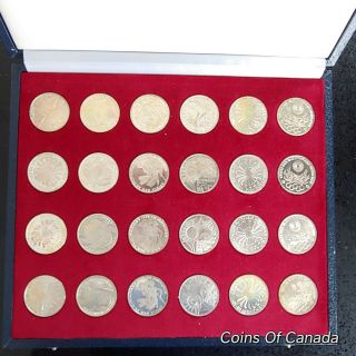 1972 Germany Silver 10 Mark Munich Olympic 24 Coin Set 7.  47oz Asw Coinsofcanada