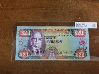 Jamaica 20 Dollars 1985 Signature 7 Au Almost Uncirculated