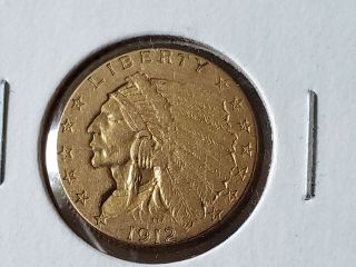 1912 Gold Quarter Eagle 2.  50 Indian Coin
