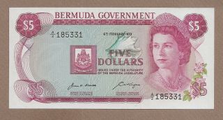 Bermuda: 5 Dollars Banknote,  (unc),  P - 24,  06.  02.  1970,