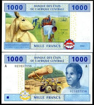 Central African State Gabon 1000 Fr.  2002 P 407 A 407 Unc