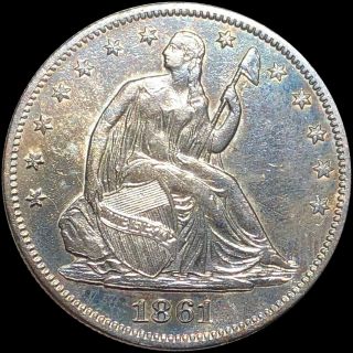 1861 Seated Half Dollar Lightly Circulated Liberty Silver Philadelphia Coin