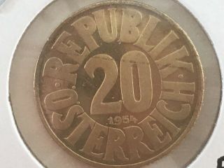 5 - 1954 Austria 20 Groschen Proof Coins Km2877