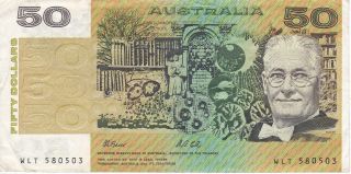 Banknote Of Australia 50 Dollars Of The Year 1983 (rare)