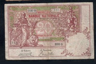 20 Francs From Belgium 1920