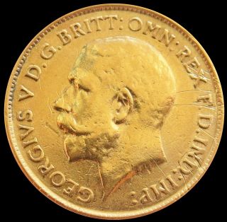 1912 Gold Great Britain Half Sovereign 3.  994 Grams King George V Coin Cleaned