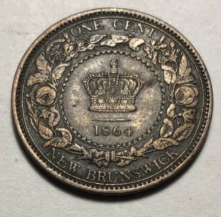 British Brunswick (canada) 1864 Large One Cent Coin - Queen Victoria