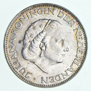 World Coin - 1960 Netherlands 2 1/2 Gulden - World Silver Coin - 15.  1g 752