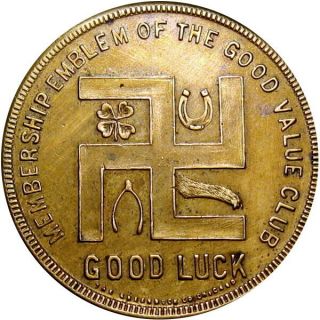 Pre 1933 Columbus Ohio Good Luck Swastika Token Wm F Sauer