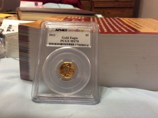 2013 Gold American Eagle 1/10oz $5 Pcgs Ms70