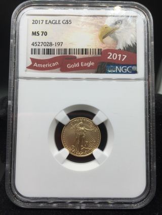 2017 American Gold Eagle $5 1/10 Oz Ngc Ms 70