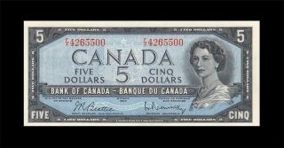 1954 Bank Of Canada Qeii $5 Beattie & Rasminsky " F/x " ( (gem Unc))