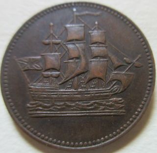 1835 Canada Prince Edward Island Ships Colonies & Commerce Token.  (k125)