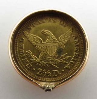 1907 US LIBERTY HEAD GOLD 2 1/2 DOLLAR COIN 1/4 EAGLE IN PENDANT HOLDER 5.  43 gr 5