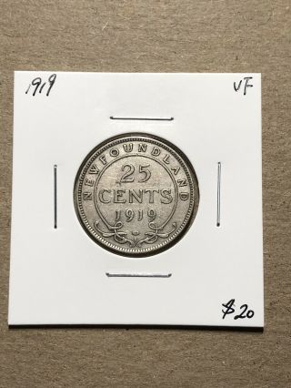 Newfoundland 1919 Silver 25 Cents Quarter A54