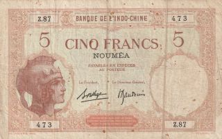 Caledonia 5 Francs Banknote Nd (c.  1926) P.  36b Almost Fine