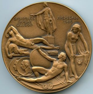 Sweden Bronze Art Nouveau Medal Tobias Sergel Swedish Sculptor 70mm 292gr