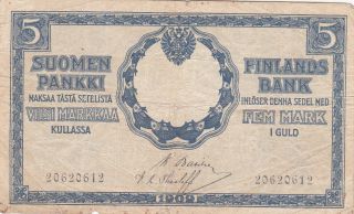 5 Markkaa Fine Banknote From Finland 1909 Russian Issue Pick - 9