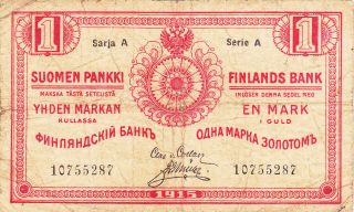 1 Markkaa Vg Banknote From Finland 1915 Russian Issue Pick - 16