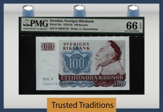 Tt Pk 54c 1978 - 85 Sweden Sveriges Riksbank 100 Kronor " Gustav Ii Adolf " Pmg 66q