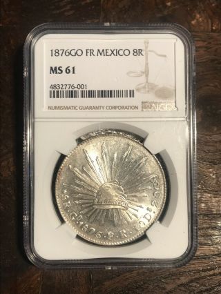 1876 Go Fr Mexico 8 Reales Ms61 Ngc - Coin