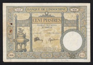 French Indochina 100 Piastres 1932 - 1935 Pick 51c Rare